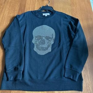 Philosophy Black Crewneck Top with Skull Design